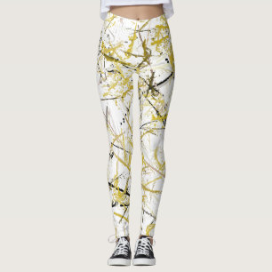 Abstract Scribbles - Mustard and Brown Leggings
