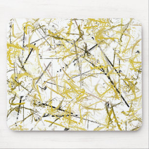 Abstract Scribbles - Mustard and Brown Mouse Mat