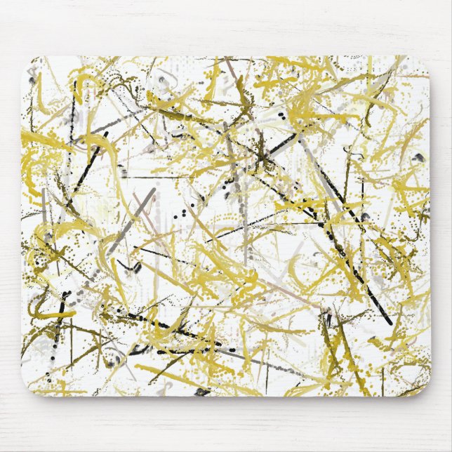 Abstract Scribbles - Mustard and Brown Mouse Mat (Front)