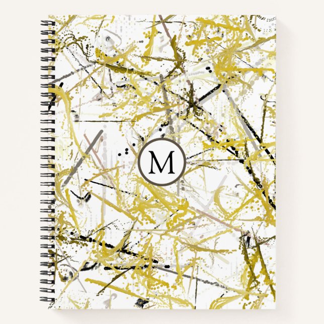 Abstract Scribbles - Mustard and Brown Notebook (Front)
