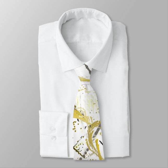 Abstract Scribbles - Mustard and Brown Tie (Tied)