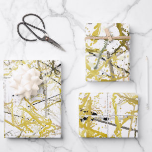 Abstract Scribbles - Mustard and Brown Wrapping Paper Sheet