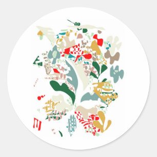 Abstract sea coral classic round sticker
