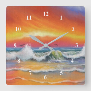 Abstract Sea Sunset Clock