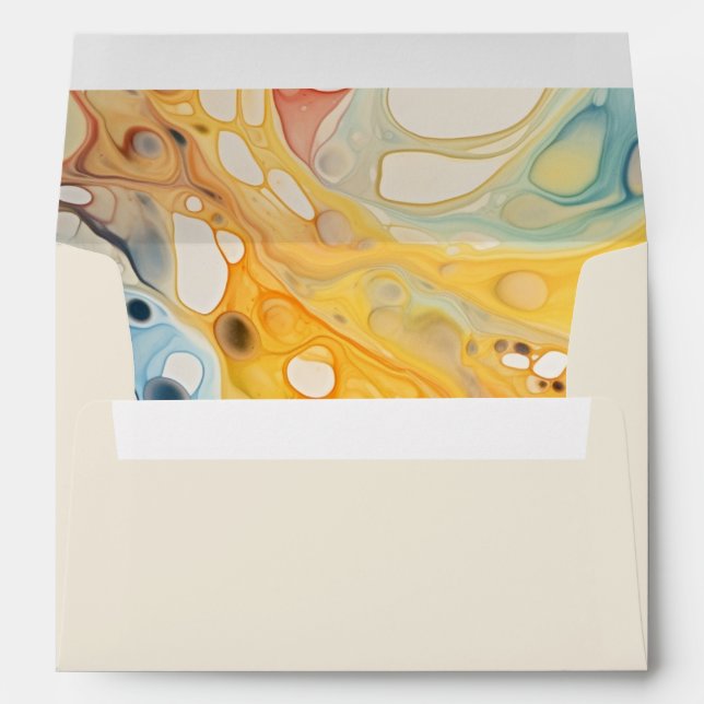 Abstract Sea Waves and Sand Stones Beach Wedding Envelope (Back (Bottom))