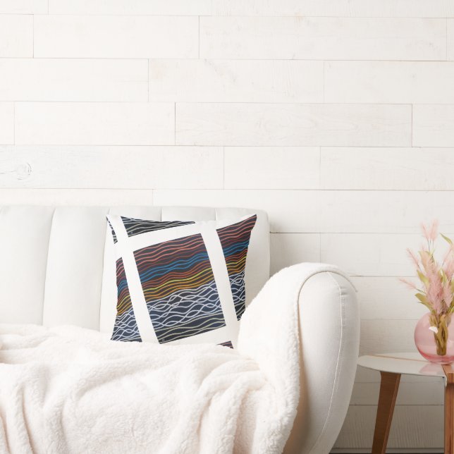Abstract Seafront Painting by Alfred Fox Cushion (Couch)