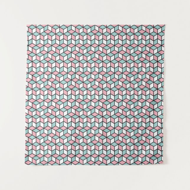 Abstract Seamless 3d Pattern. Isometric backgroun Tapestry (Front)
