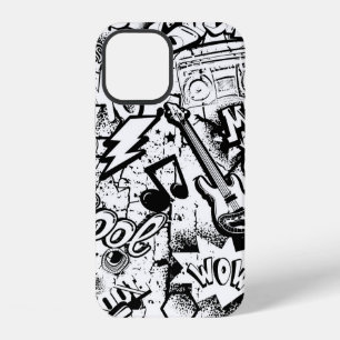 Abstract seamless black and white comics graffiti iPhone 12 case