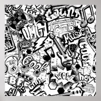 Abstract seamless black and white comics graffiti 