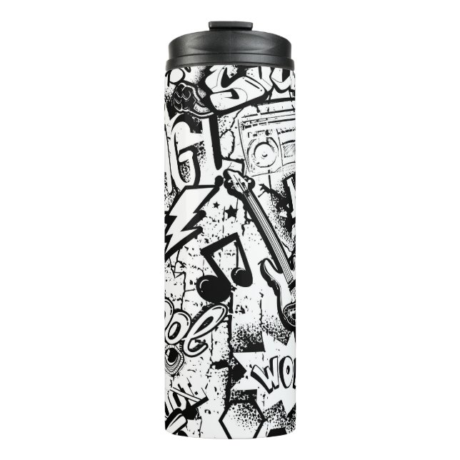 Abstract seamless black and white comics graffiti  thermal tumbler (Front)