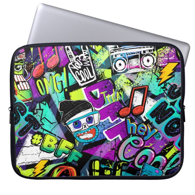 Abstract seamless cartoon pattern. Repeated with m Laptop Sleeve (Front)