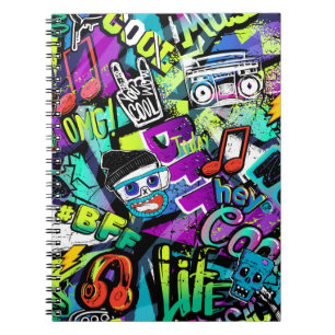 Abstract seamless cartoon pattern. Repeated with m Notebook