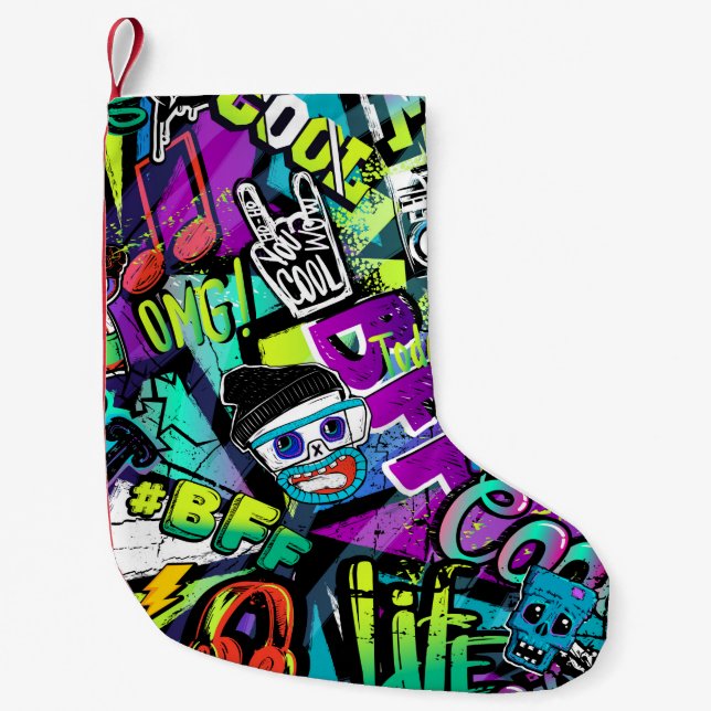 Abstract seamless cartoon pattern. Repeated with m Small Christmas Stocking (Front)