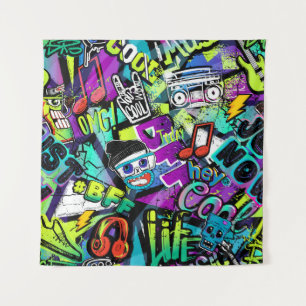 Abstract seamless cartoon pattern. Repeated with m Tapestry