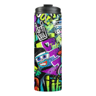 Abstract seamless cartoon pattern. Repeated with m Thermal Tumbler