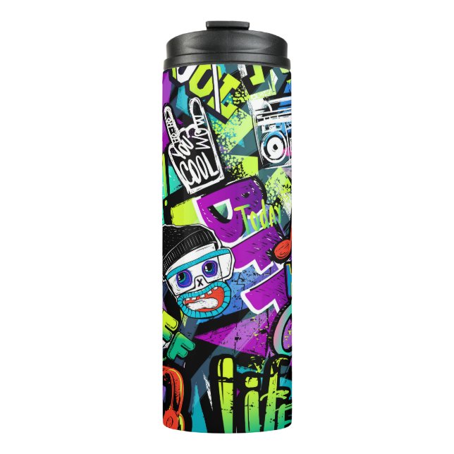 Abstract seamless cartoon pattern. Repeated with m Thermal Tumbler (Front)