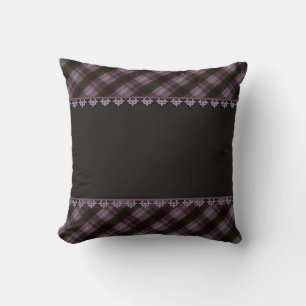 Abstract seamless chequered plaid black brown tart cushion