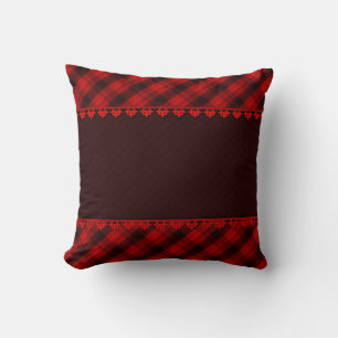 Abstract seamless chequered plaid red brown tartan cushion