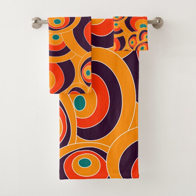 Abstract Seamless Colour Ovals Bath Towel Set  (Insitu)