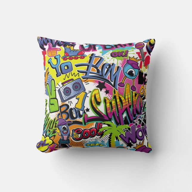 Abstract seamless comics pattern with palm tree, h cushion (Front)