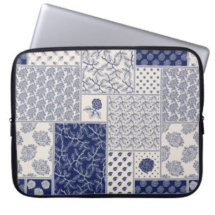Abstract seamless delicate patchwork pattern, dark laptop sleeve