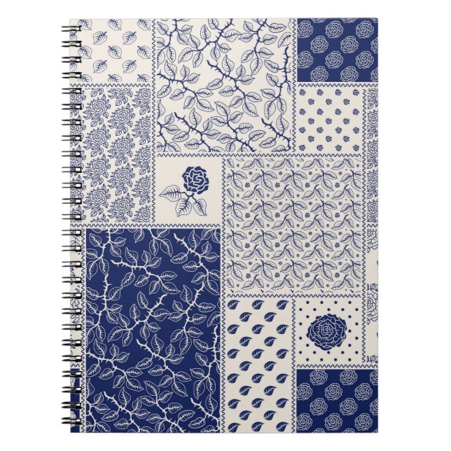 Abstract seamless delicate patchwork pattern, dark notebook (Front)