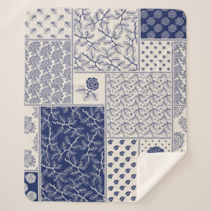 Abstract seamless delicate patchwork pattern, dark sherpa blanket