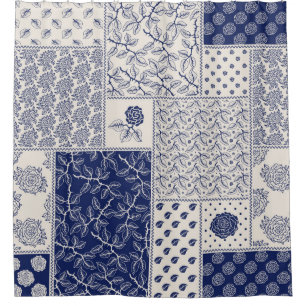 Abstract seamless delicate patchwork pattern, dark shower curtain