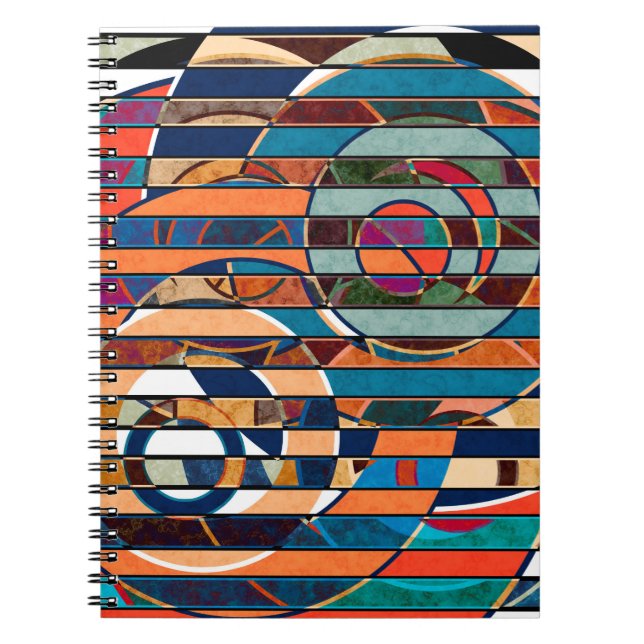Abstract seamless geometrical stripes lined colorf notebook (Front)