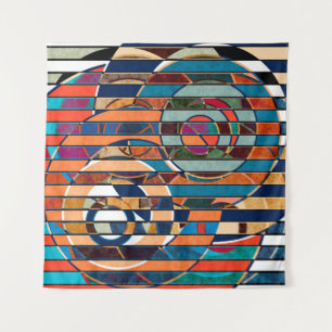 Abstract seamless geometrical stripes lined colorf tapestry