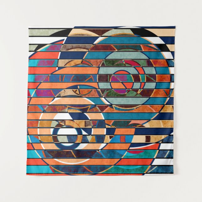 Abstract seamless geometrical stripes lined colorf tapestry (Front)