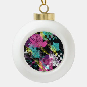 Abstract seamless, girls boys fashion, colourful. ceramic ball christmas ornament