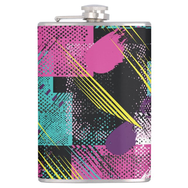 Abstract seamless, girls boys fashion, colourful. hip flask (Front)