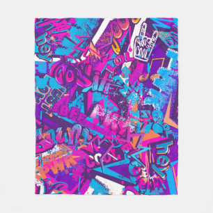 Abstract seamless graffiti words pattern. Grunge r Fleece Blanket