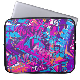 Abstract seamless graffiti words pattern. Grunge r Laptop Sleeve