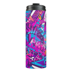Abstract seamless graffiti words pattern. Grunge r Thermal Tumbler