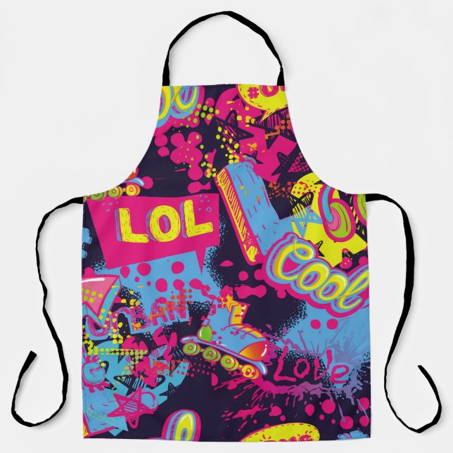 Abstract seamless grunge teenagers pattern. Comics Apron (Front)