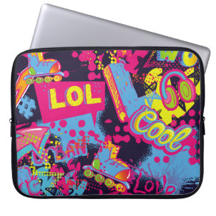 Abstract seamless grunge teenagers pattern. Comics Laptop Sleeve