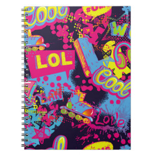 Abstract seamless grunge teenagers pattern. Comics Notebook