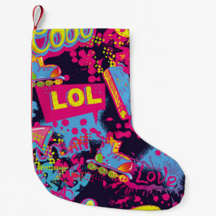 Abstract seamless grunge teenagers pattern. Comics Small Christmas Stocking