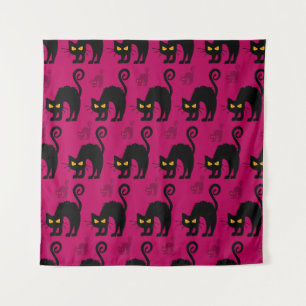 Abstract seamless halloween cat pattern. Creative  Tapestry