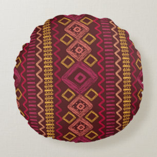 Abstract seamless hand drawn ethnic pattern. round cushion