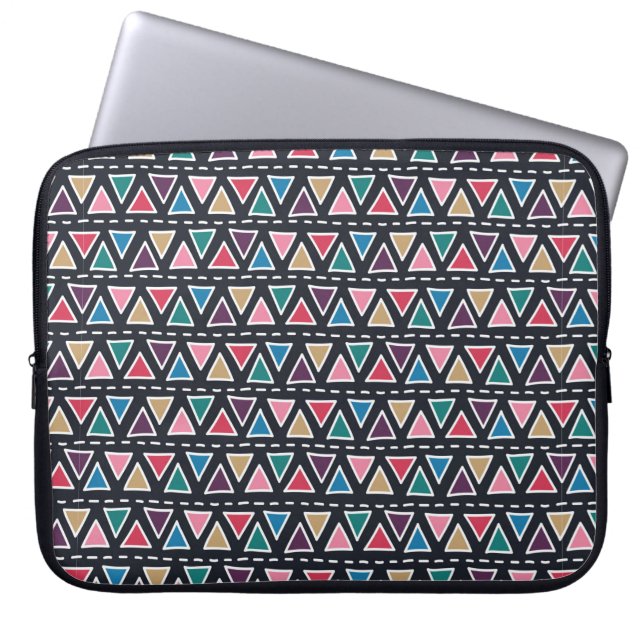 Abstract seamless hand drawn tribal pattern in tre laptop sleeve (Front)