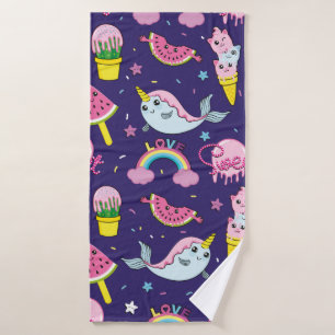 Abstract seamless ice cream pattern. Creative vint Bath Towel