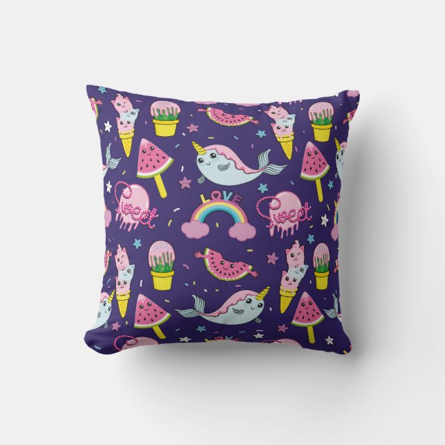 Abstract seamless ice cream pattern. Creative vint Cushion (Front)