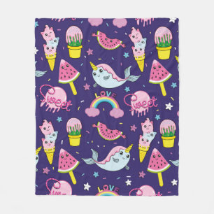 Abstract seamless ice cream pattern. Creative vint Fleece Blanket