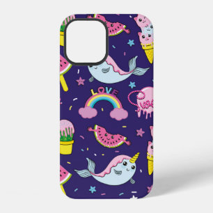 Abstract seamless ice cream pattern. Creative vint iPhone 12 Case