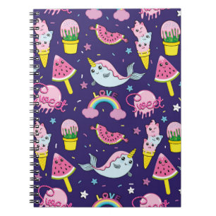 Abstract seamless ice cream pattern. Creative vint Notebook