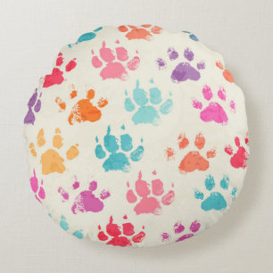 Abstract seamless pattern - bright colorful ink pr round cushion