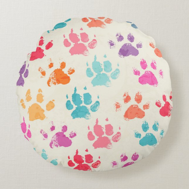 Abstract seamless pattern - bright colorful ink pr round cushion (Front)